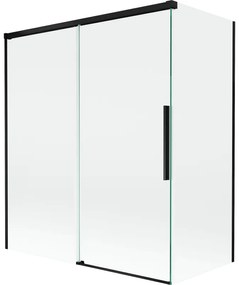 Mexen Rox, 2-krídlová posuvná vaňová zástena 140 + 70 x 150 cm, 8mm číre sklo, čierny matný profil, 8C9-140-070-70-00