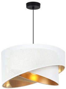 Závesné svietidlo Asti Duo1, 1x PVC/biele textilné tienidlo, (fi 45cm), g, b