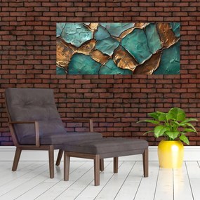 Obraz - Zeleno-zlatá maľba (120x50 cm)