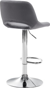 Barová stolička Camden - zamat, chróm rám - Tmavo sivá