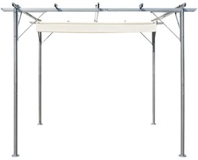 vidaXL Oceľová pergola so zaťahovacou strechou, krémovo biela, 3x3 m