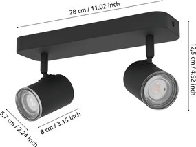 Eglo 300579 - Kúpeľňové bodové svietidlo CONSUMA 2xGU10/5W/230V IP44 čierne