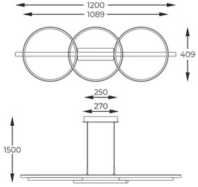 Zuma Line MD3913-3-3BWLT - LED Luster na lanku ALMERIA LED/35W/230V