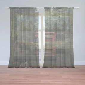 Sablio Záclony Červený poschodový autobus: 2ks 150x250cm