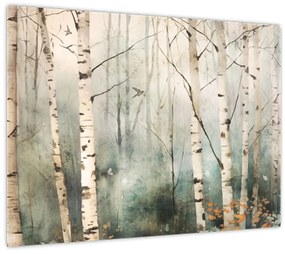 Sklenený obraz - Kresba lesného vzoru (70x50 cm)