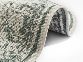 NORTHRUGS - Hanse Home koberce Kusový koberec Twin Supreme 104139 Green / Cream kruh – na von aj na doma - 140x140 (priemer) kruh cm