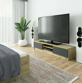 TV stolík Ronon 160 cm remeselný dub/grafit sivý
