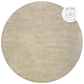 Béžový umývateľný okrúhly koberec z recyklovaných vlákien 133x133 cm Fluffy – Flair Rugs