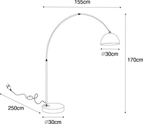 Inteligentná oblúková stojaca lampa čierna s dymovým sklom vrátane WiFi G95 - Arc
