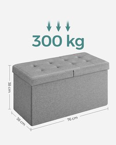 Taburetka 80 L, lavica s úložným priestorom, nosnosť 300 kg, svetlosivá