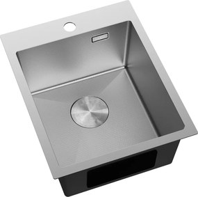 Mexen Solix, 1-komorový nerezový drez 400 x 500 mm, brúsena oceľ, vzor voština, 6406401000-01HC