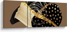 Obraz - Abstrakcia golden brown N⁰1 (s hodinami) (90x30 cm)