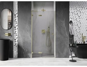 Mexen, Mexen Lunar L výklopné sprchové dvere ľavé 85 cm, transparentné, brúsené zlaté - 834L-085-000-55-00-L