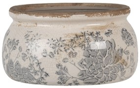 Keramický kvetináč so šedými kvetmi Valeria M - Ø 16 * 8 cm