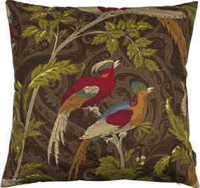 Hnedý štvorcový vankúš s vtáčikmi Paisley bird taupe - 45*45*10cm