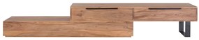 furniture-nabytek.cz - Masívny TV stolík Auckland z akácie a kovu, lakovaný, hnedý – 155×45×40 cm