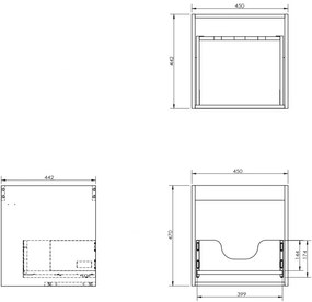Mexen Box-A, závesná skrinka 45 cm, 1 zásuvka, dub, 91AX0-0450-470-1-81