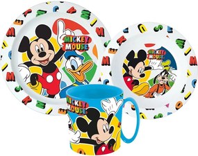 Sada plastového riadu Mickey Mouse s hrnčekom - súprava 3 ks