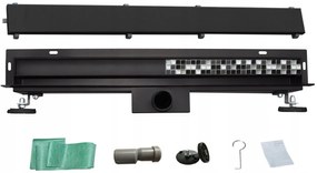 Sprchový žľab do steny MEXEN FLAT WALL 2v1 - čierny matný, 1730060