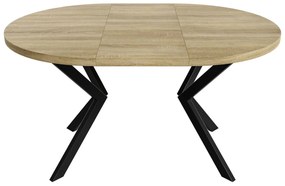 Okrúhly rozkladací jedálensky stôl MARION 100 - 176 cm biely mramor Farba nôh: Čierna