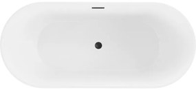 Mexen Flavia, voľne stojaca vaňa 150 x 75 cm, biela, čierny matný prepad, 54031507500-70