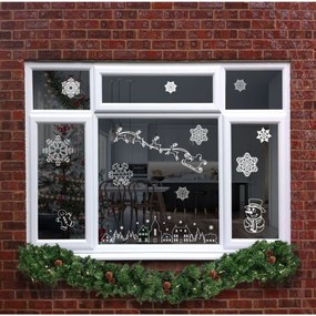 Antistatické nálepky na okno Vianočné mestečko - 33 ks
