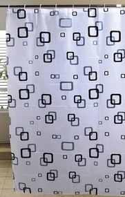 Aqualine Aqualine, Sprchový záves 180x180cm, vinyl, biela/modrá/čierna, ZV010