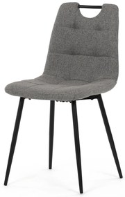 Autronic - Židle jídelní, madlo, snadno čistitelná šedá látka, černý matný lak, kovové nohy - DCL-V2017 GREY2 AKCE
