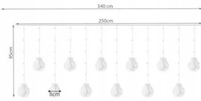 Svetelný záves gule 108 LED - studená biela