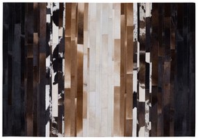 Kožený koberec 160 x 230 cm čierna/béžová DALYAN Beliani