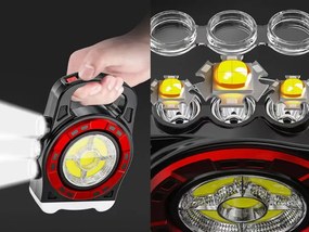 VERK Prenosné dobíjacie solárne LED svietidlo HB-6678C s funkciou powerbanky - červená