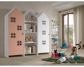 Bielo-ružová otvorená detská šatníková skriňa 173x171,5 cm CASAMI BRUGES – Vipack