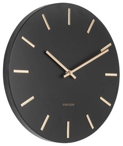 Čierne nástenné hodiny s ručičkami v zlatej farbe Karlsson Charm, ø 30 cm