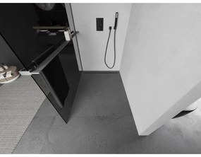 Mexen Kioto+, sprchová zástena Walk-In s poličkou a vešiakom 70 x 200 cm, 8mm šedé sklo, grafitový profil, 800-070-121-95-40