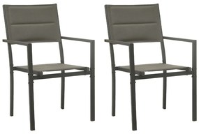 Záhradné stoličky 2 ks textilén a oceľ sivá a antracitová