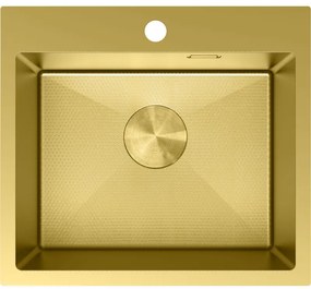 Mexen Solix, 1-komorový nerezový drez 500 x 450 mm, brúsená zlatá, vzor voština, 6402501000-55HC