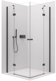 Cerano Marino Duo, sprchovací kút 110(dvere) x 90(dvere), 6mm číre sklo, čierny profil, CER-CER-480208