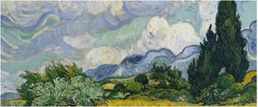 Obraz - Vincent van Gogh, Wheat Field with Cypresses, reprodukcia (120x50 cm)