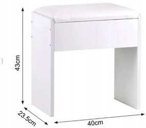 Štýlový toaletný/kozmetický stolík s LED osvetlením a taburetkou
