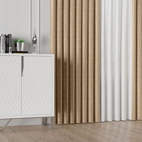 Béžový teplý  záves VELVET z mäkkej zamatovej látky  - šité na mieru
