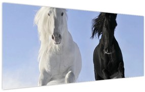 Obraz - Kone v zime (120x50 cm)