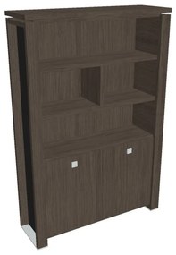 Vysoká skriňa Verno+ S 140 x 46 x 210 cm, s regálom, dub antracit / čierna