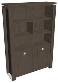 Vysoká skriňa Verno+ S 140 x 46 x 210 cm, s regálom, dub antracit / čierna