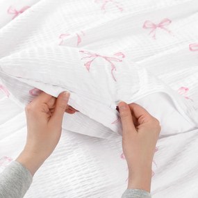 Goldea krepová obliečka na vankúš - ružové mašličky 40 x 40 cm