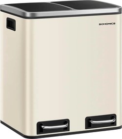 Kôš na separovanie odpadu SORT 30l (2×15l), béžová/strieborná/čierna SongmicsHome