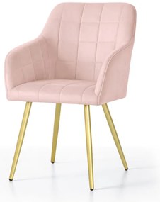 Sada dvoch jedálenských stoličiek LUXANO zamatové, ružové / zlaté nohy (2 ks)
