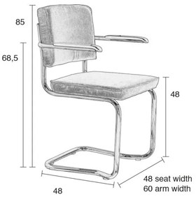 Sada 2 čiernych stoličiek s opierkami Zuiver Ridge Kink Rib