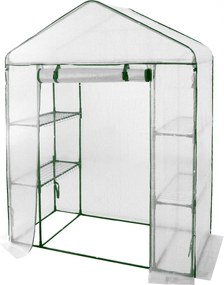 Garden Line Záhradný skleník s policami, biely, 140 x 140 x 200 cm