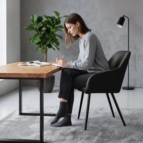 Sada štyroch jedálenských stoličiek ESTELLE zamatové, čierne / čierne nohy (4 ks)