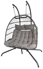 Závesné hojdacie dvojkreslo CUBA  sivé - sivé vankúše